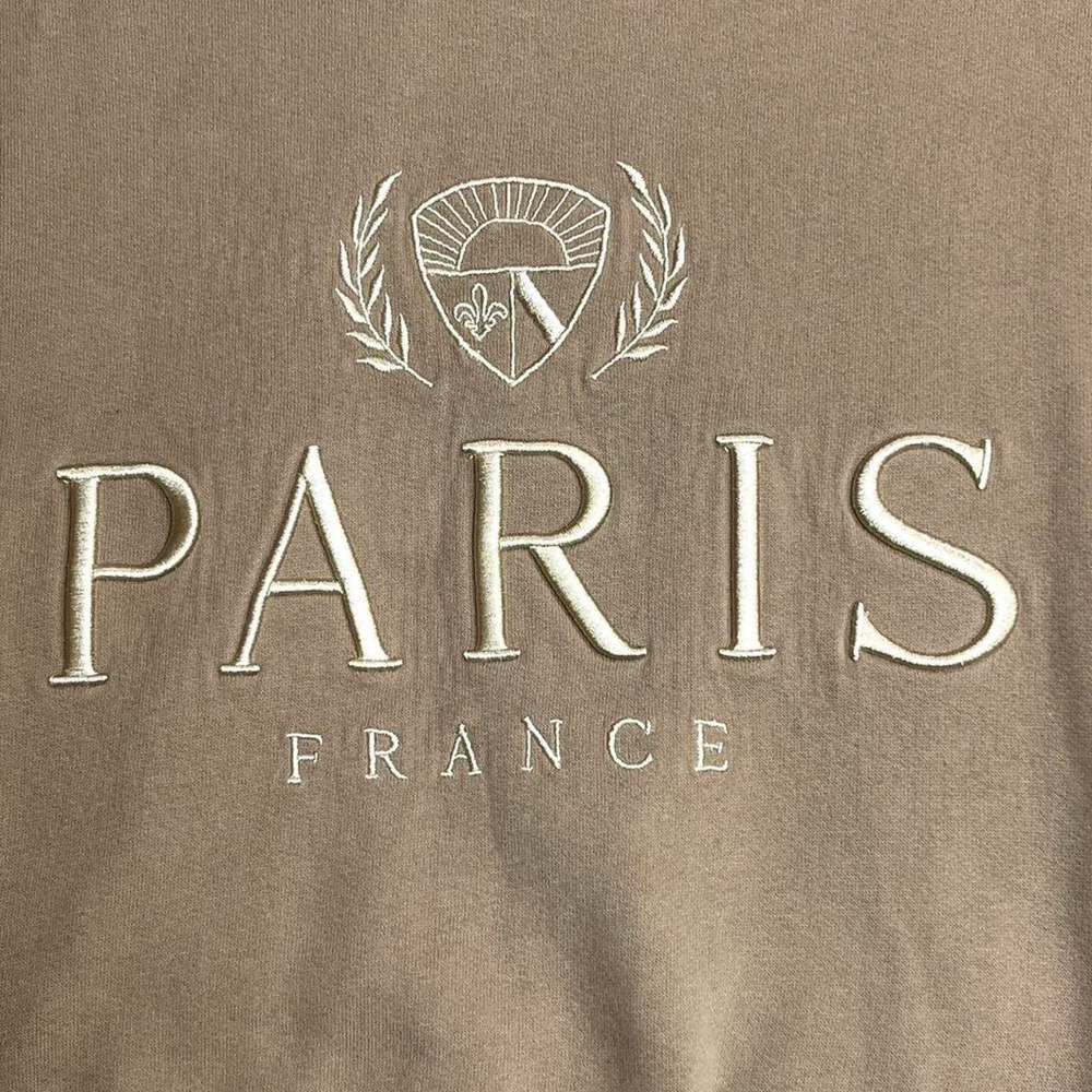 Abercrombie & Fitch Paris France Embroidered Cropped Crewneck Sweatshirt Small - Picture 3 of 10